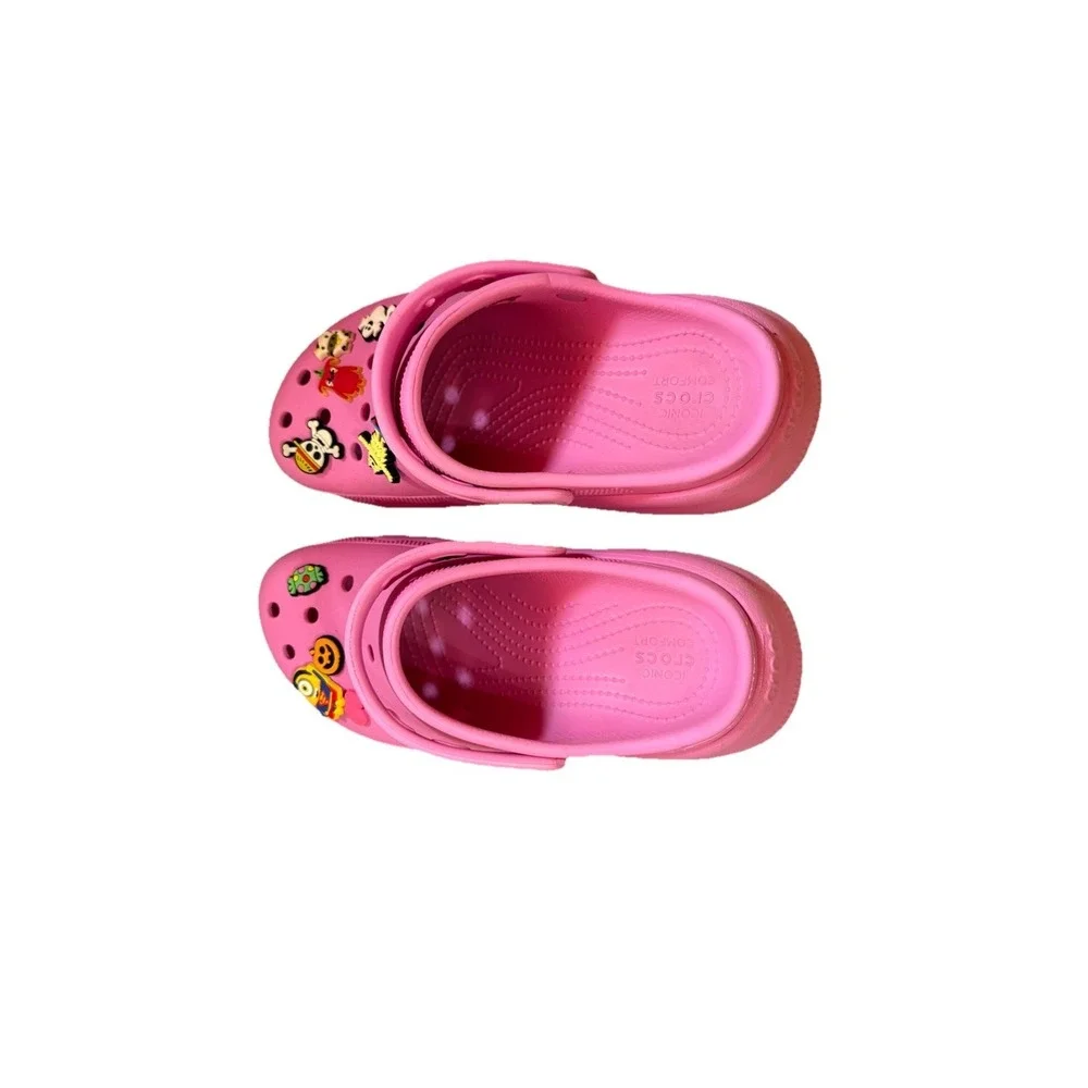 Crocs Mega Crush Clogs Juniors 6 J6 Platform Pink Wedge Kids Youth Slip On